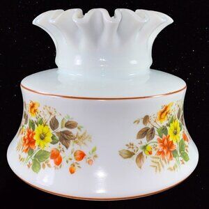 Vintage Quoizel Abigail Adams‎ Lamp Shade Ruffled Top Milk Glass 8”T 7”W Flower